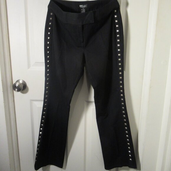 INC Stretch Sz. 6P Black Pants with Silver Pyramid Studs International Concepts - Picture 1 of 8